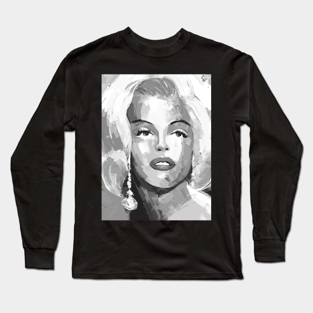 Marilyn Black and White 3 Long Sleeve T-Shirt by mailsoncello